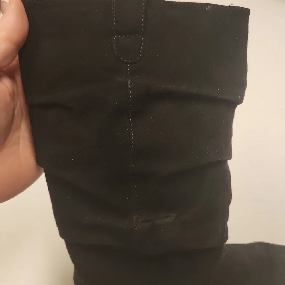 Place Tall Boots Girls Size 1 Black Slouch Faux Suade
